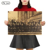 포스터액자 TIE LER 과학자 회의 1927 년 Solvay 컨퍼런스 클래식 벽 그림 빈티지 포스터 HD 바 카페 레트로 장식 51x36cm