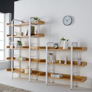 모듈 사다리형 팬트리 다용도실 선반 파티션 장난감 피규어 조립 원목 선반장