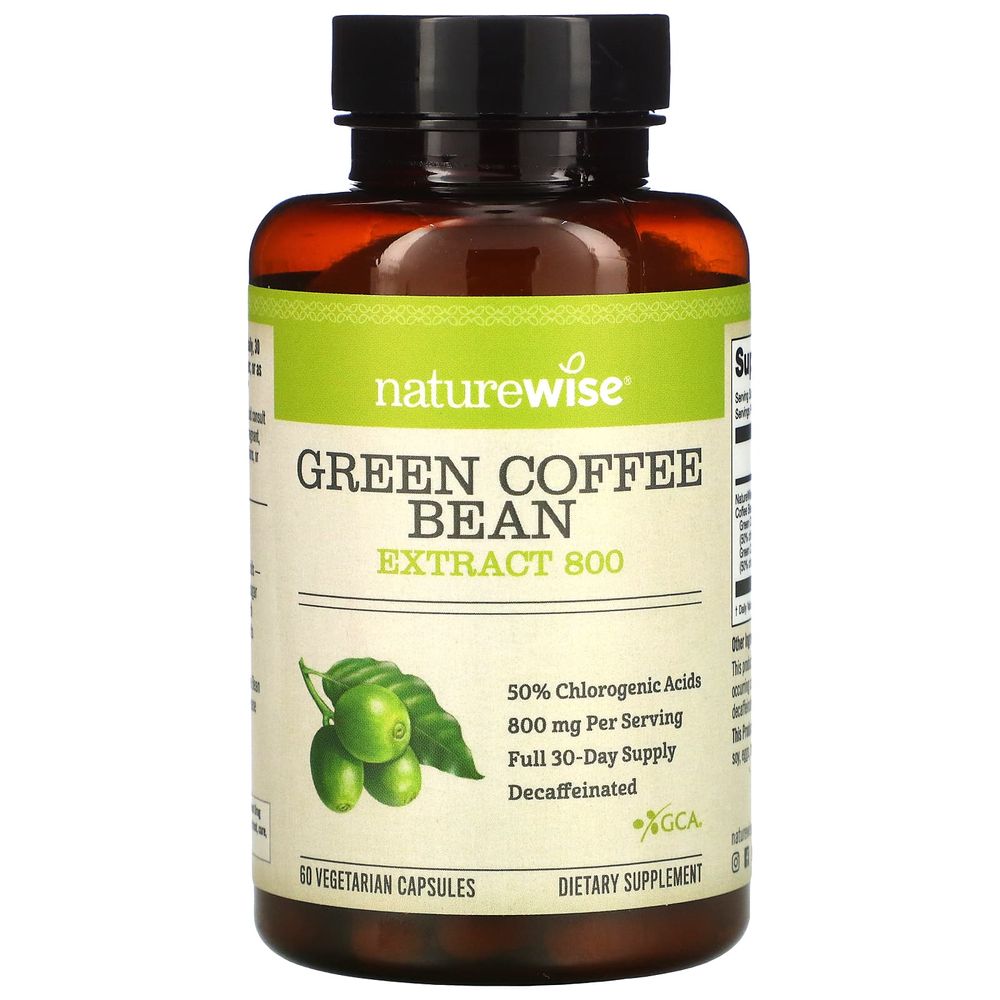 NatureWise <b>네이처와이즈</b> 생두 그린 커피 빈 추출물 800 mg 60 베지 캡슐