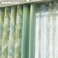 헬퍼솔 NAPEARL-여름 커튼 녹색 인쇄 나뭇잎 블랙 아웃 씨뷰 룸 프렌치 윈도우 1PC 방수 햇빛 해가리개 슬라이딩