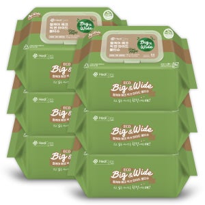 헬케어 생분해 에코 빅앤와이드 물티슈 빅사이즈 아기물티슈 50매, 6개