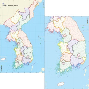 우리나라지도 백지도 대형 67x99cm 양면 학습지도