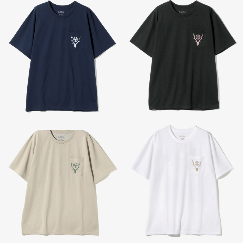 남이서팔 반팔 라운드 포켓 티 셔츠