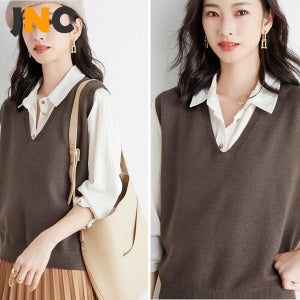 코스모스 브이넥 니트 조끼 빅사이즈 봄시즌 데일리 아이템