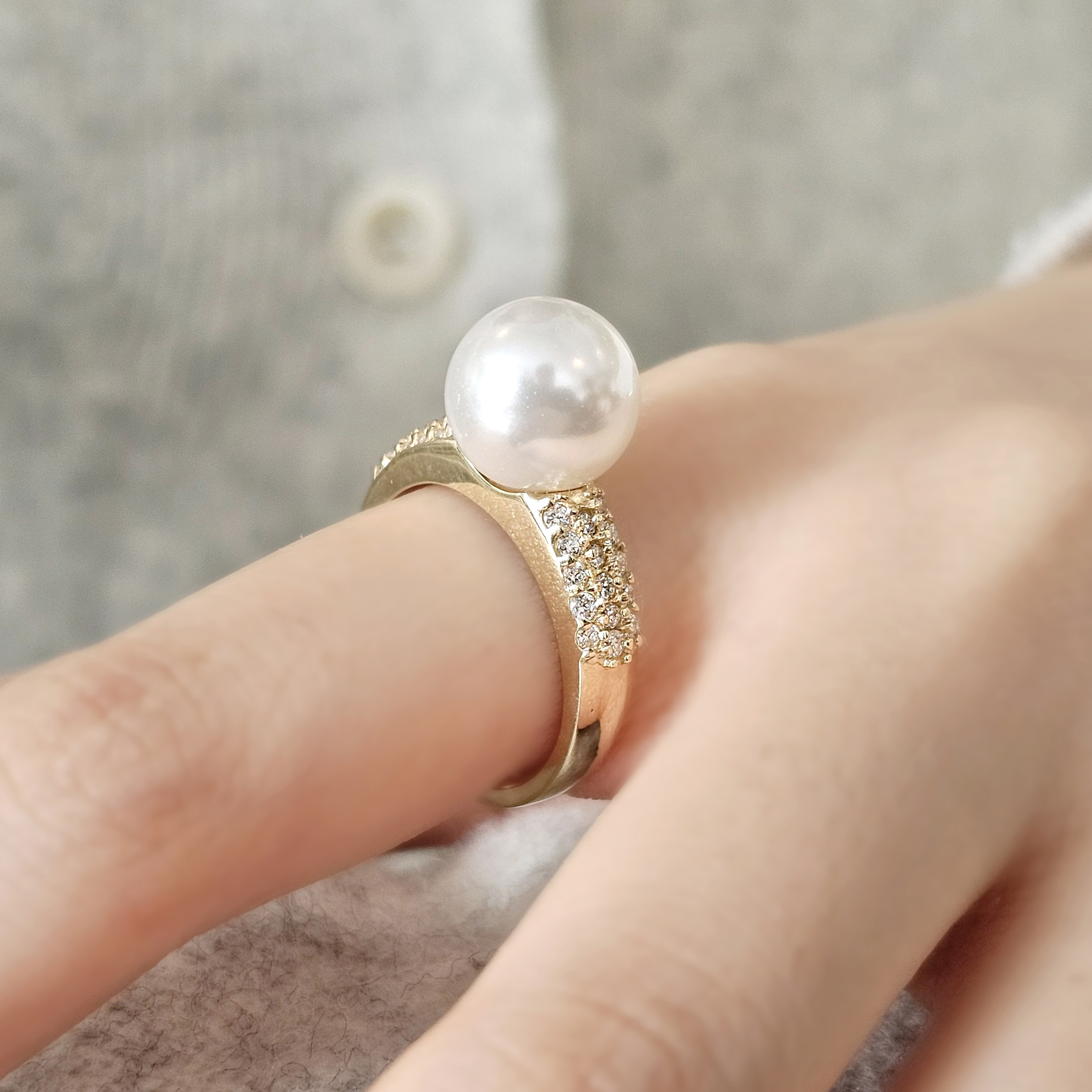 14k 18k 큐빅 볼드 혼주 진주반지