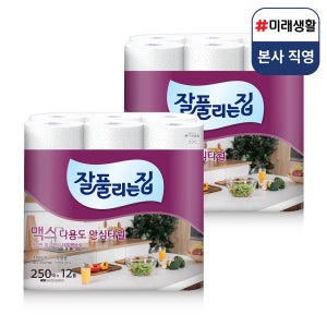 미래생활 잘풀리는집 맥스 다용도 키친타월 250매 x 12롤 x 2팩