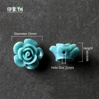 청록색 수지 3D 장미 꽃 비즈 모자 목걸이 팔찌에 대한 15x8mm 플랫 백 매력 수제 DIY 쥬얼리 부품 만들기, 10 개