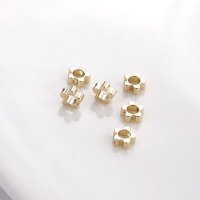 6pcs 구리 도금 18K 진짜 골드 웨이브 작은 꽃 쌍 구멍 원형 구슬 DIY 손으로 만든 보석 액세서리 재료