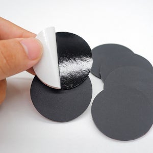 미니 원형 고무자석 자성없는곳 양면테이프활용 20mm x 0.2mm 50p
