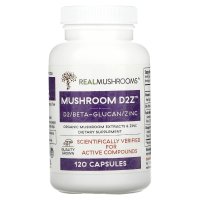 리얼머쉬룸 Real Mushrooms D2Z 비타민D2 베타글루칸 아연 120 캡슐 영지버섯 추출물