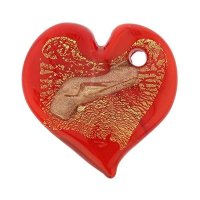 유리공예 펜던트 장식 소품 글라스 참 이태리 GlassOfVenice Murano Glass Tender Heart Pendant Red and Gold