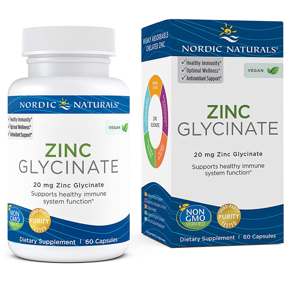 노르딕네추럴스 아연 <b>징크 글리시네이트 20mg</b> 60캡슐 Nordic Naturals
