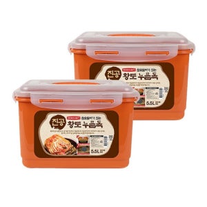 로이첸 진공 황토 누름독 항아리 5.5LX2개세트 김치 매실 오이지 진공밀폐용기