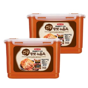 로이첸 진공 황토 누름독 항아리 16.5LX2개세트 김치 매실 오이지 진공밀폐용기