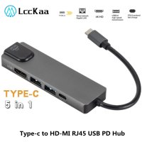 LccKaa C 허브 USB-C 기가비트 이더넷 포트 4K HDMI 호환 USB 2.0 안드로이드 전화 노트북 태블릿 맥북/프로/에어