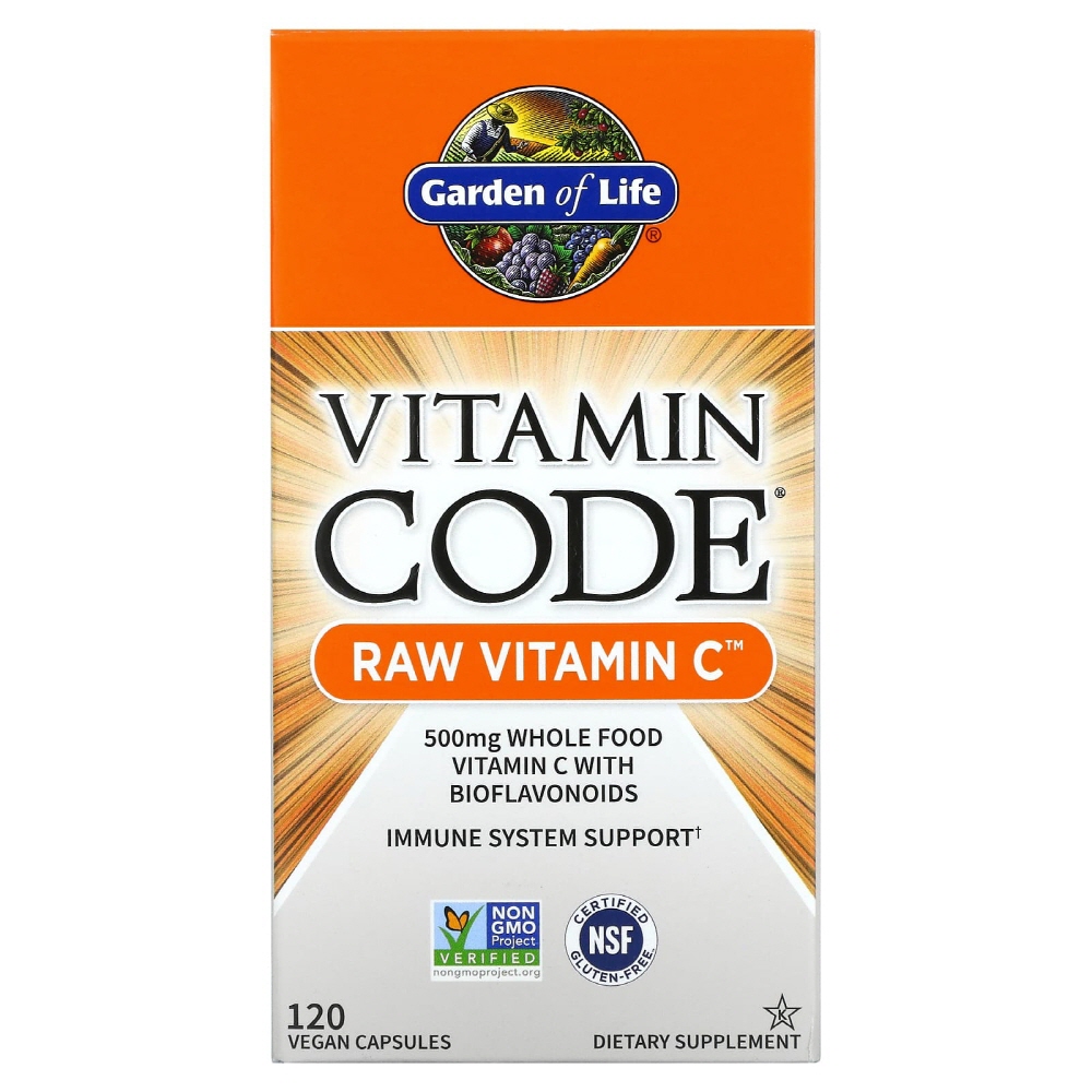 가든오브라이프, 비타민 코드 <b>Raw 비타민 C 500mg</b> 120 Vegan Capsules