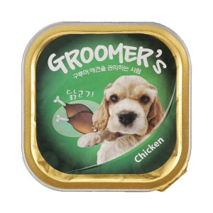그루머스 강아지 습식 사각캔 닭고기 100g 기호성 좋은 통조림 영양 풍부한 간식