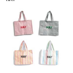 HAY 캔디 스트라이프 에코백 헤이 쇼퍼백 리사이클링 휴가 바캉스 방수 가방