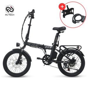 AU테크 스카닉 AMI 최대 500W 접이식 전동 전기 자전거 36V 7.5Ah, 블랙, 50.8cm(20인치)