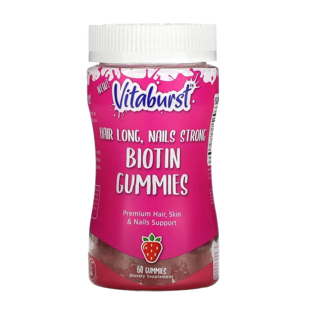 <b>Vitaburst</b> 비오틴 5mg 채식주의 딸기맛 60구미
