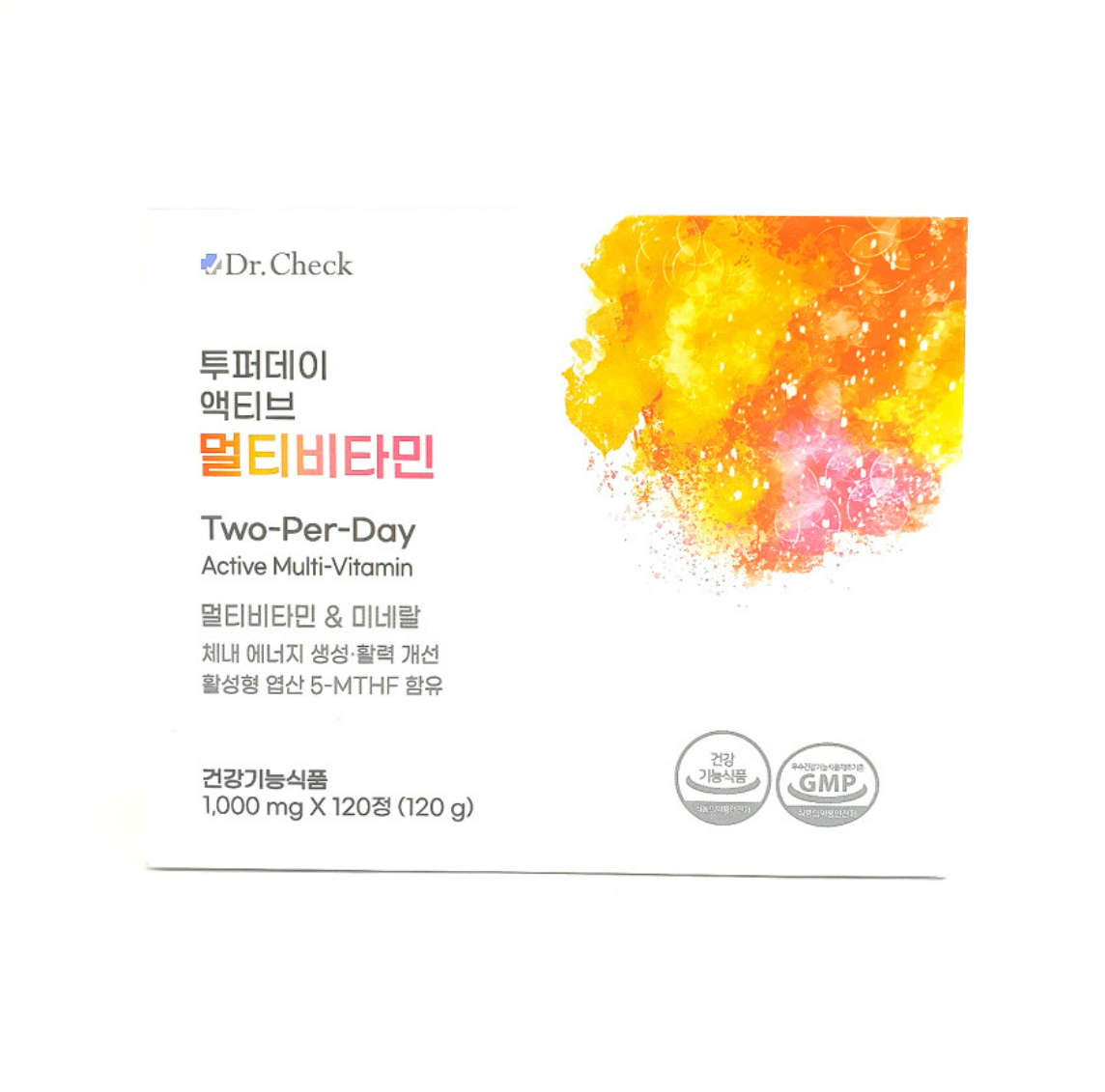 닥터체크 투퍼데이 <b>액티브</b> 멀티<b>비타민</b> 1000mg x 120정