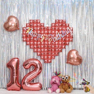 [피앤비유니티]빅하트세트 숫자 2개-로즈골드(커튼포함) 서프라이즈용 컨페티총풍선 증정