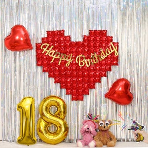 [피앤비유니티]빅하트세트 숫자 2개-레드(커튼포함) 서프라이즈용 컨페티총풍선 증정