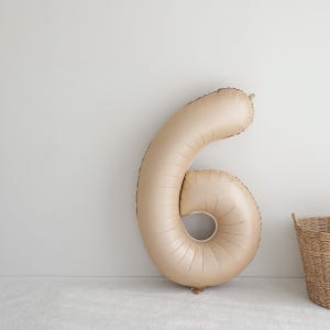 1m (40인치) 베이지 대형 숫자 6 호일 풍선 파티용품 생일파티풍선 해피버스데이 HBD
