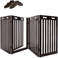 대형견 견사 야외 실외 하우스 Arf Pets Standing Wood Dog Gate with Walk Through Door Expands Up to 80amp34 Wide 3