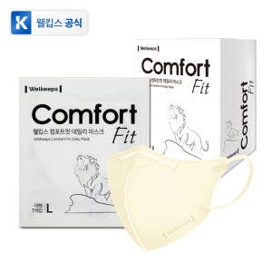 [25개입] 웰킵스 컴포트핏 데일리 새부리형 컬러 마스크 아이보리