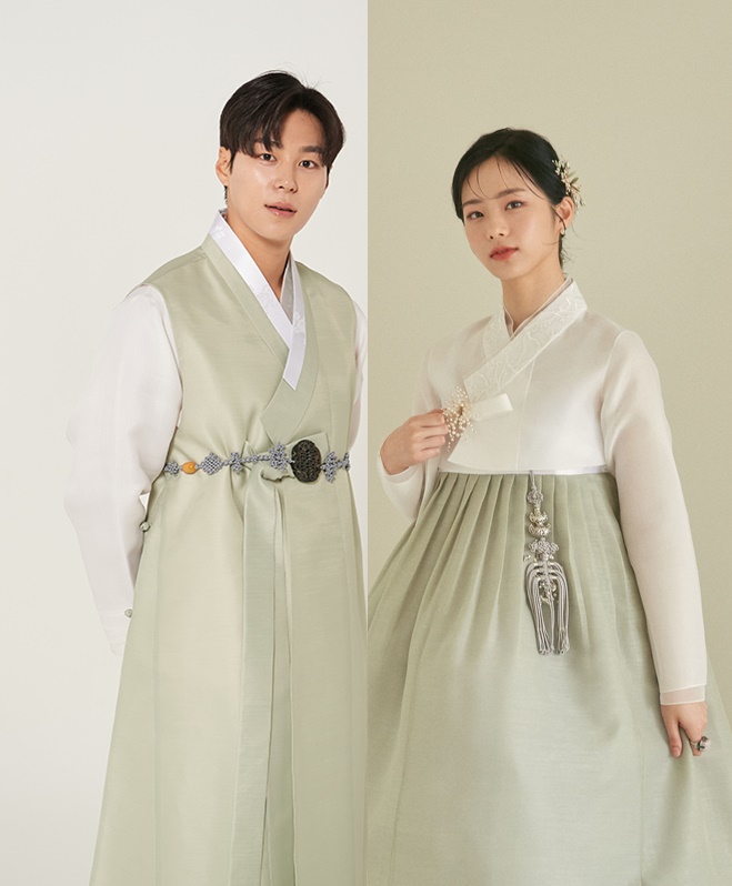 [한복대여 본한복] 그린올리브 커플 결혼 돌잔치 가족 신랑 신부한복
