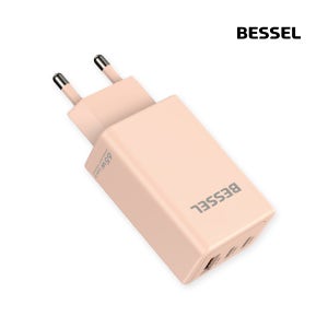바셀 GaN 65W PD 3.0 PPS 초고속 멀티 충전기 (C타입 USB 3in1 3포트) 핑크