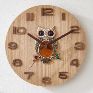 리빙스토리 시그너스 국산 무소음 심플우드 부엉이시계 원목 벽걸이시계 개업 집들이 선물