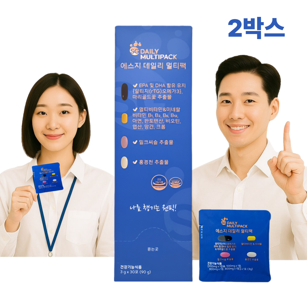 에스지 데일리 <b>올인원</b>영양제 남성 여성 종합비타민 멀티팩 30포, 2개