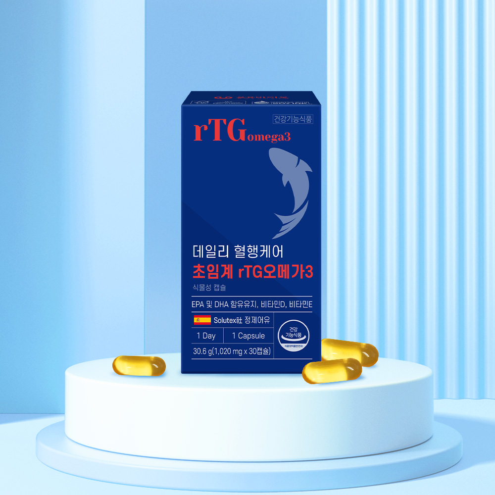 <b>온유</b>바이오 데일리 혈행케어 EPA <b>DHA</b> 알티지 초임계 rTG오메가3 1020mg x 30캡슐 x 1박스