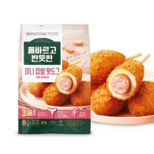신세계푸드 올바르고반듯한 미니 찹쌀 핫도그 (40g x 8개입) 1개 올반