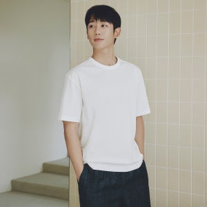 마인드브릿지 정해인 쿨 레터링 세미 오버 티셔츠 MXTS3101