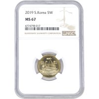 한국은행 5원 2019년 NGC MS 67 등급 (P0000BFZ)