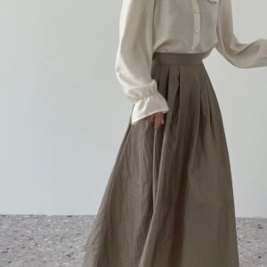 쥬비 핀턱 a라인 밴딩 하객 롱스커트 여성 봄 치마