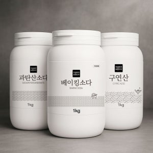 [3종세트] 과탄산소다+베이킹소다+구연산 1KG 용기 / 세정제 세탁 청소 세제