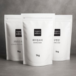 [3종세트] 베이킹소다+과탄산소다+구연산 1KG 지퍼백 / 세정제 세탁 청소 세제