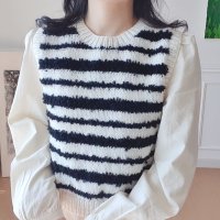 [뜨개도안] 뽀글이 줄무늬 조끼 Fleece Stripe Vest by 옷뜨는김뜨개