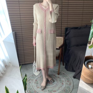 하이퀄리티 도톰 플리츠 브이 배색 투웨이원피스 4color