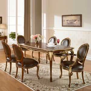 인더트리 엔틱가구 6인용 고급 원목 클래식 식탁세트