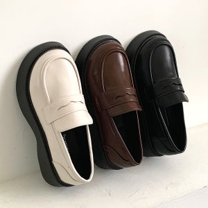 여성 페니 통굽 플랫폼 발볼넓은 키높이 발편한 로퍼 5CM