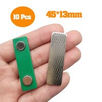 10 Pcs 녹색 이름 배지 태그 2 45x13mm 두 개의 강한 테이프 마그 강력줄자석