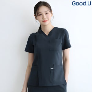 굿유 여성 하이디 앞지퍼형 수술복 상의 투웨이 스판 간호복 간호사 병원 유니폼