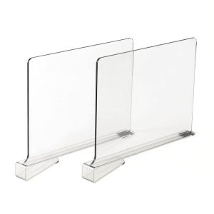 선반 분리 칸막이 1+1 수납 정리 클립형 무타공 아크릴 투명 파티션 2p 세트