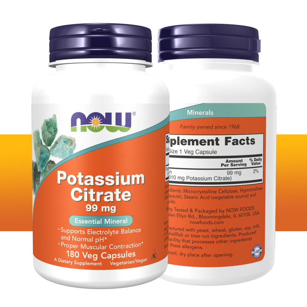 나우푸드 <b>포타슘 시트레이트 99mg</b> 180캡슐 구연산칼륨