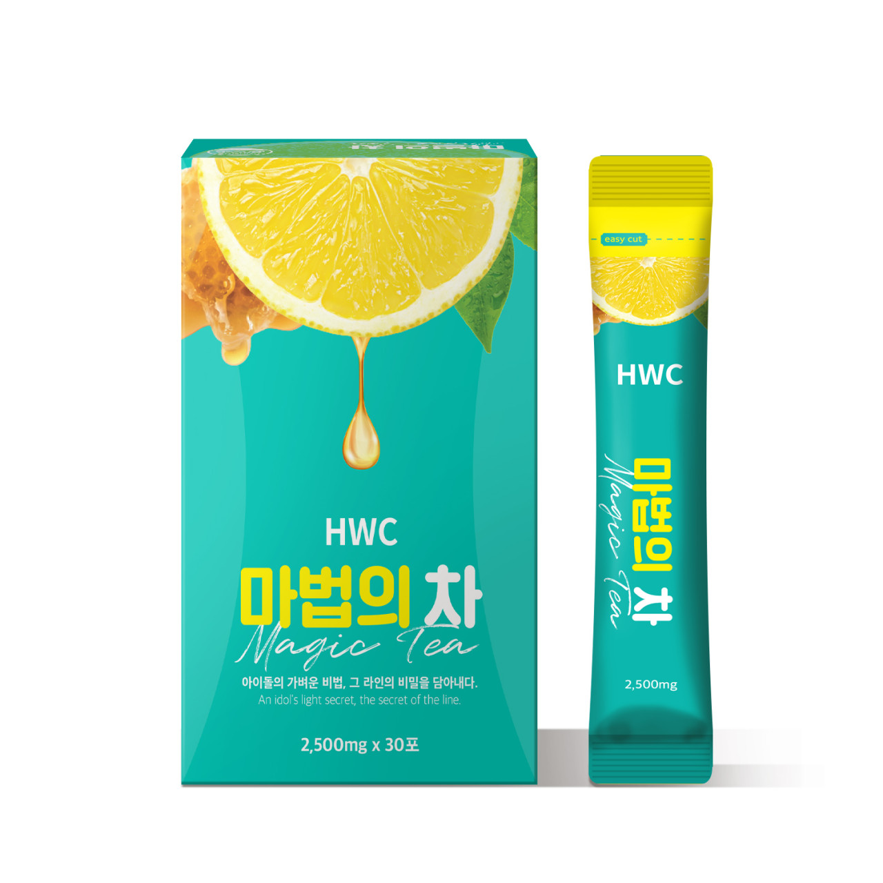 <b>HWC</b> 마법의차 아이돌워터 우바홍차 녹차 레몬 30포 x 1박스